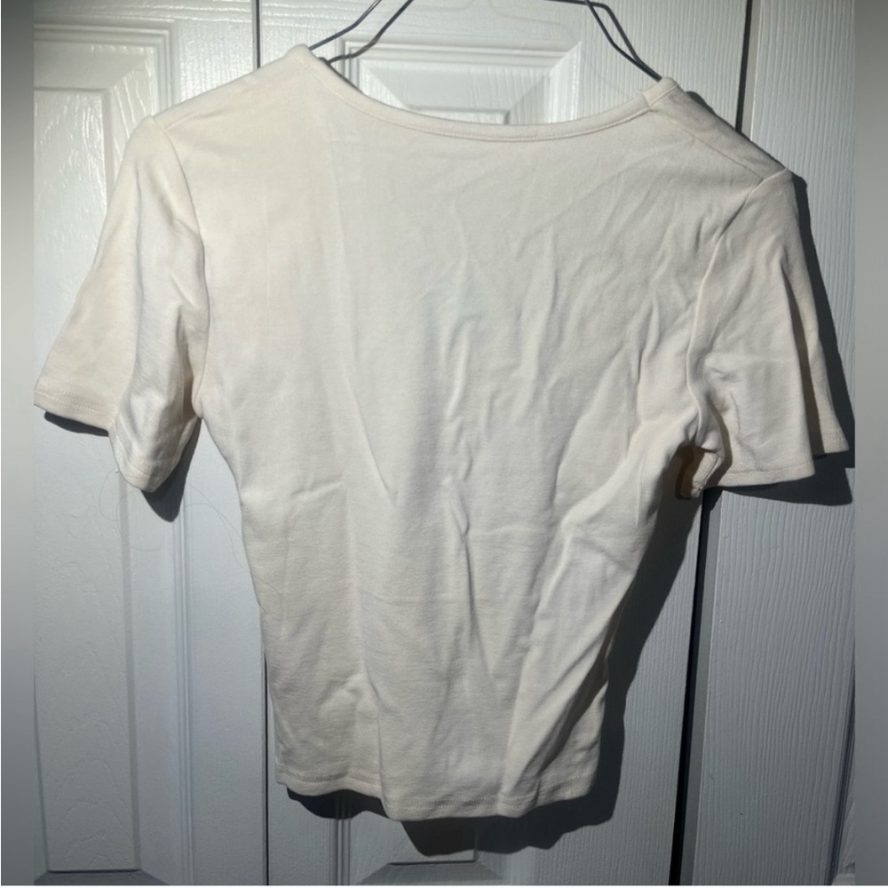 Off-White White Crop Fitted T-Shirt - Picture 2 of 2